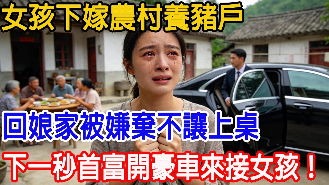 【一口氣看完】女孩下嫁農村養豬戶，回娘家被嫌棄不讓上桌，下一秒首富開豪車來接女孩！#情感故事 #故事樹洞 #故事頻道 #原創