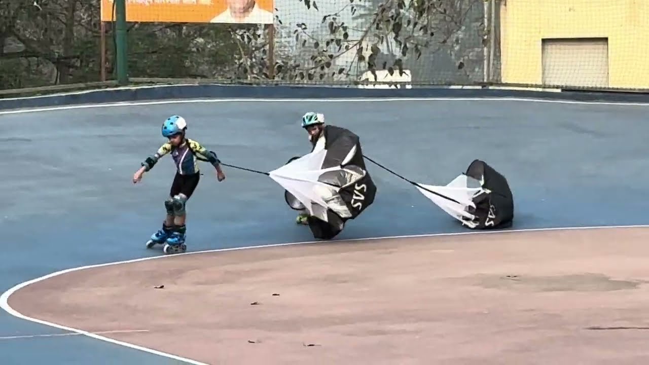 Parachute Skating Training | Speed & Strength Drill 🛼🔥 #SkatingDrills #KidsTraining #SkatingShorts