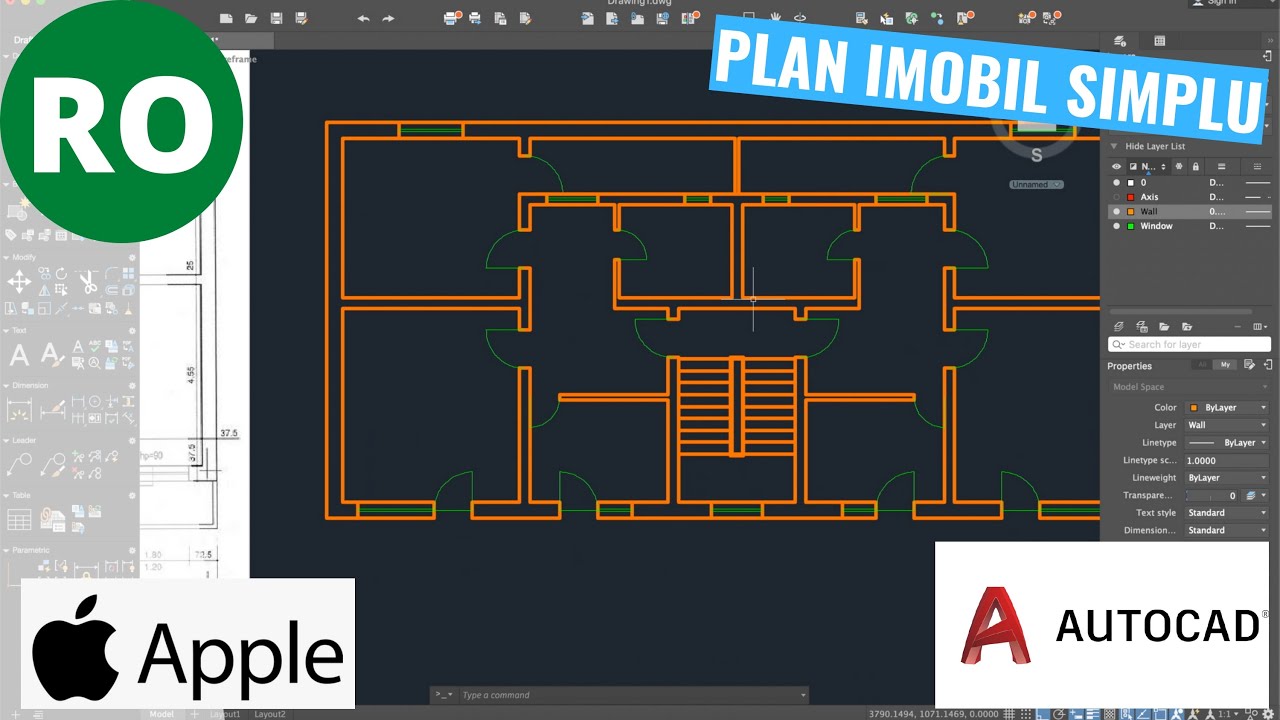 Cum să desenezi un Plan Imobil Simplu în AutoCAD | Macintosh (MacBook)