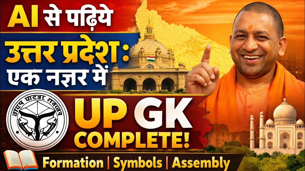 AI से पढ़िये उत्तर प्रदेश: एक नज़र में | UP GK Complete | Formation, Symbols, Assembly | UP All Exam