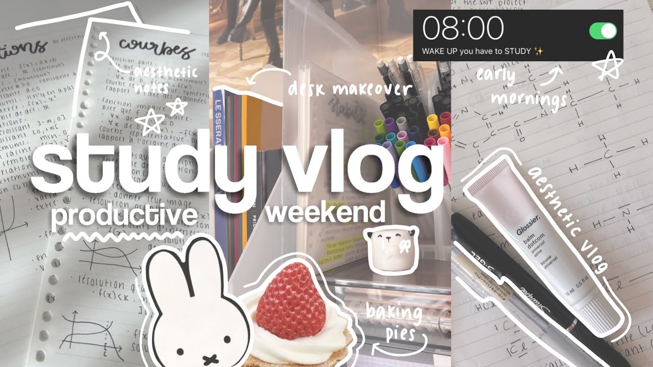 weekend STUDY VLOG 🍰🍡| how i stay productive | aesthetic, notes, highschool, tips