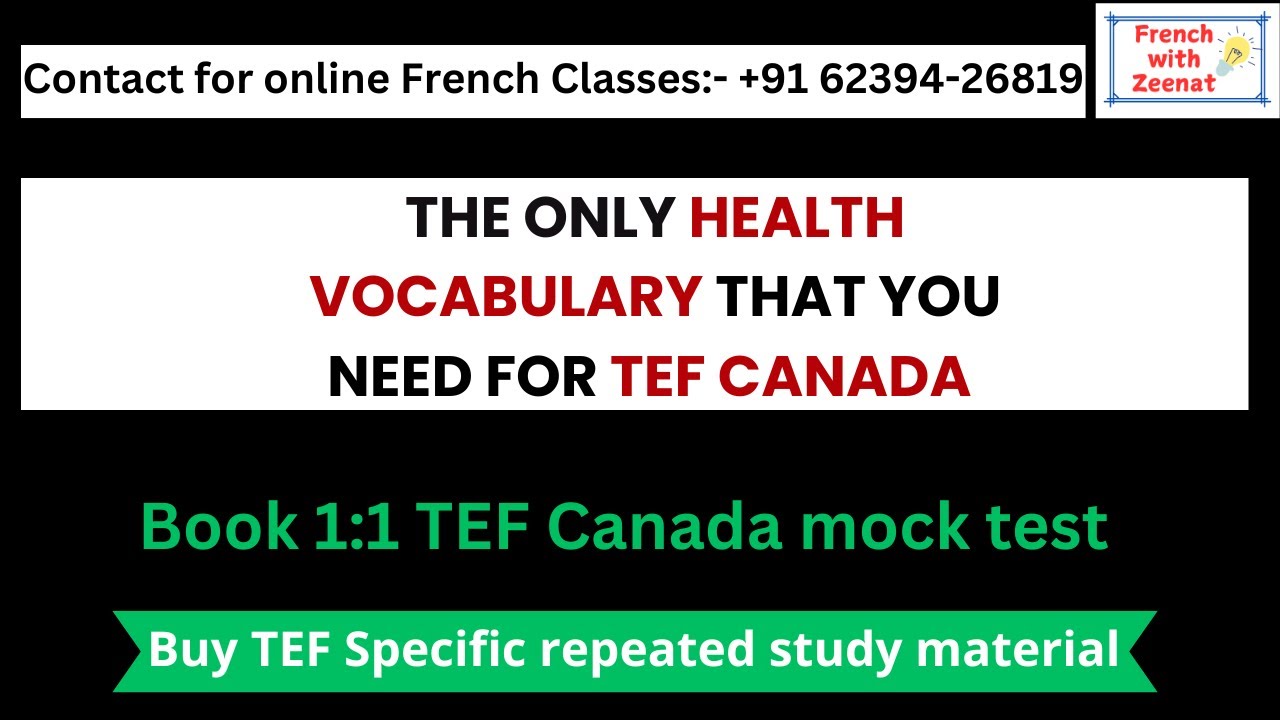 Health related French Vocabulary || Part:2 || Buy TEF Canada study material