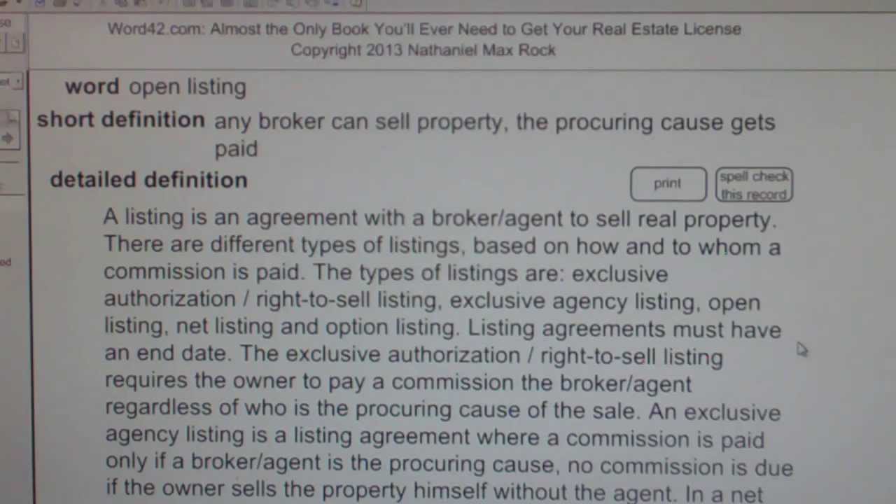 open listing Real Estate License Exam Study Guide AgentExamPass.com