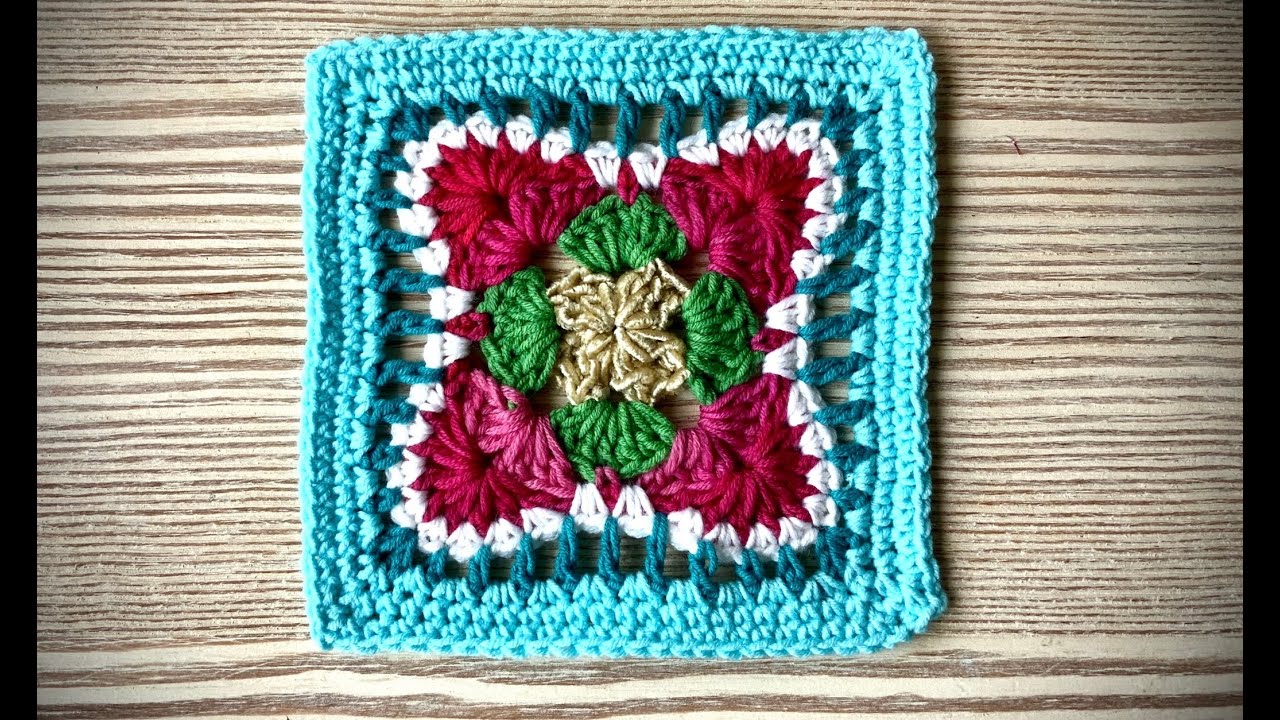 Grannymuster mit einem Rand aus Festen Maschen #h&auml;keln #petraperle #grannysquare #crochet