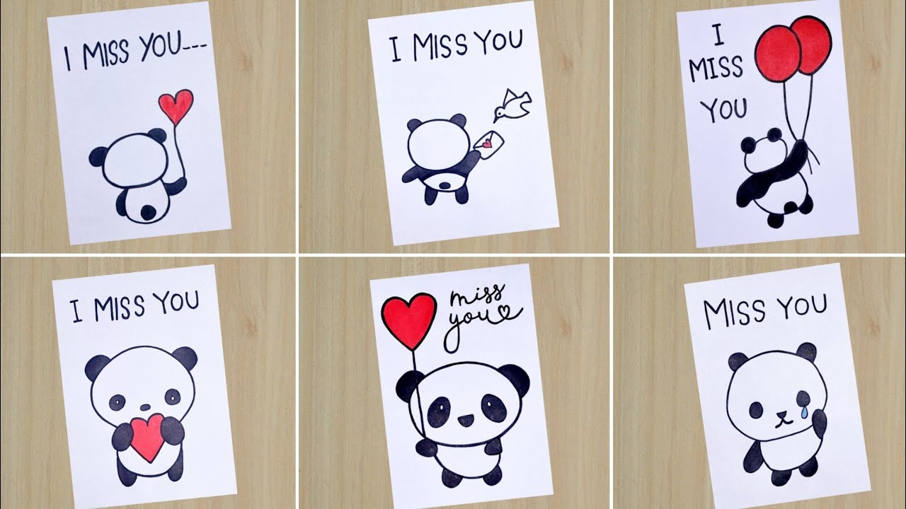 6 Cute Miss You Card Ideas //How to Draw Miss You Card //I Miss You Greeting Card