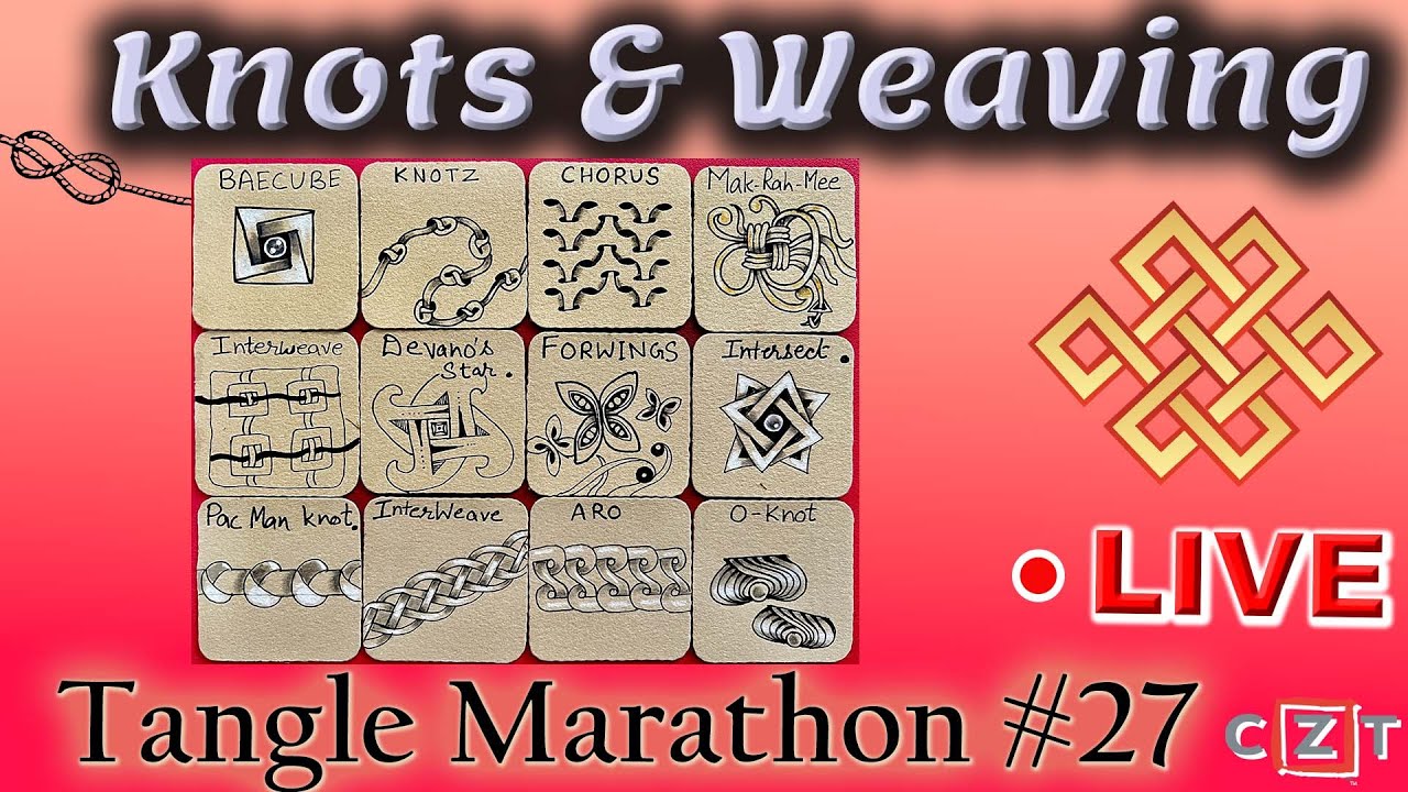 How to draw tangles - Knots & Weaving Tangles  - Draw with CZT - Tangle Marathon - Day #27