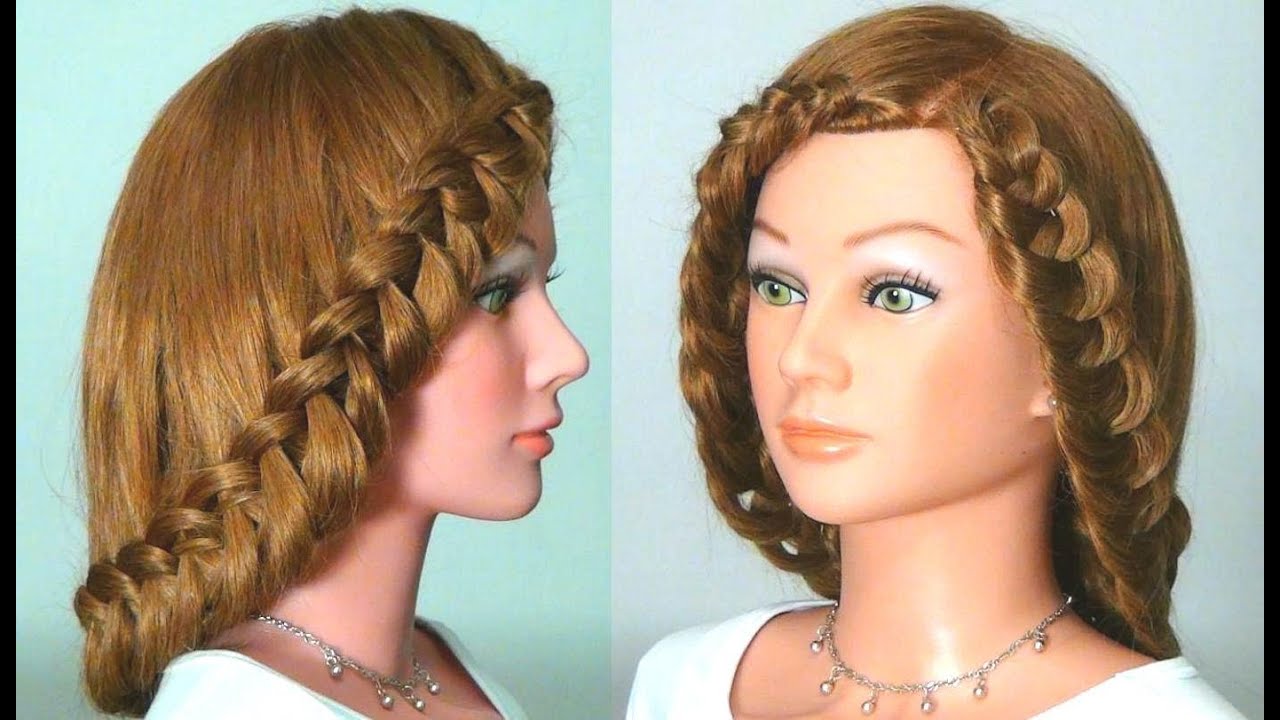 Прическа с плетением на длинные волосы. Braided hairstyle tutorial