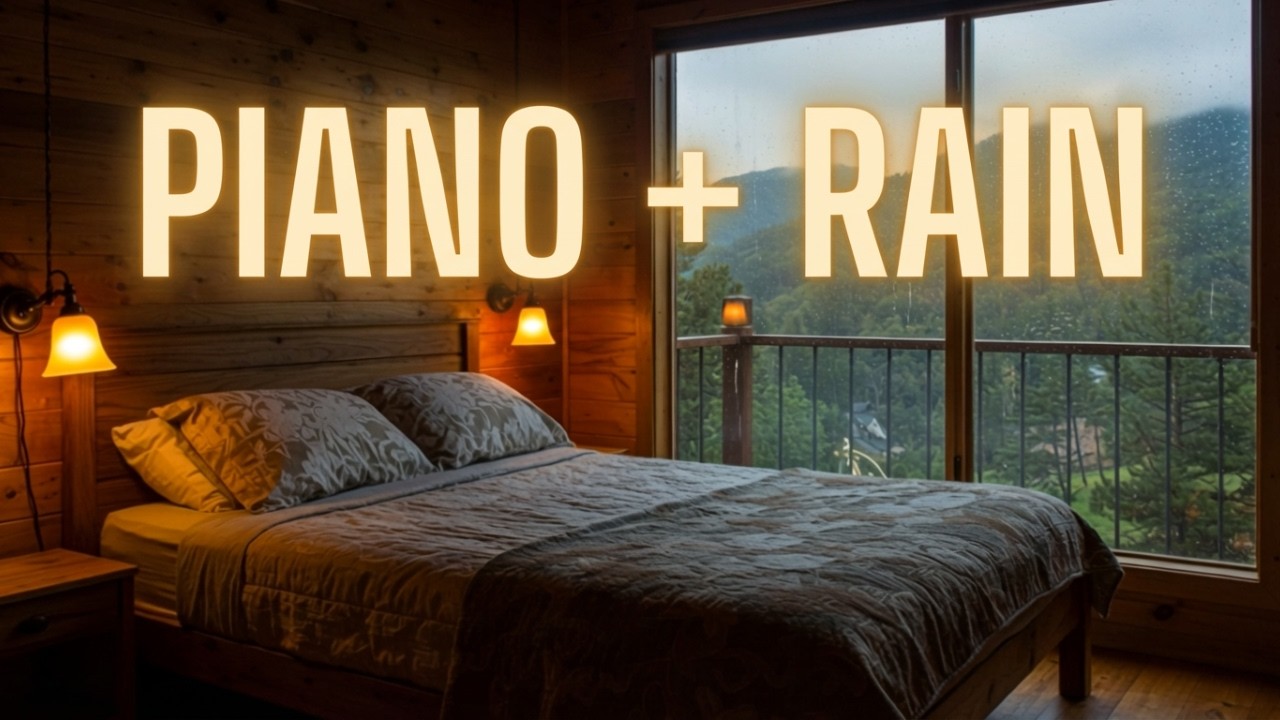 Cozy Cabin Rain + Soft Piano — Stress Relief & Sleep (1 Hour) | ØNECALM