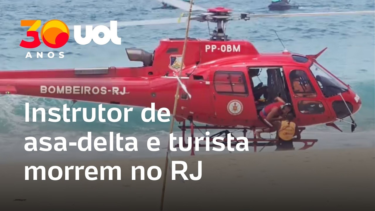 Instrutor e turista morrem após asa-delta cair no mar de praia do RJ