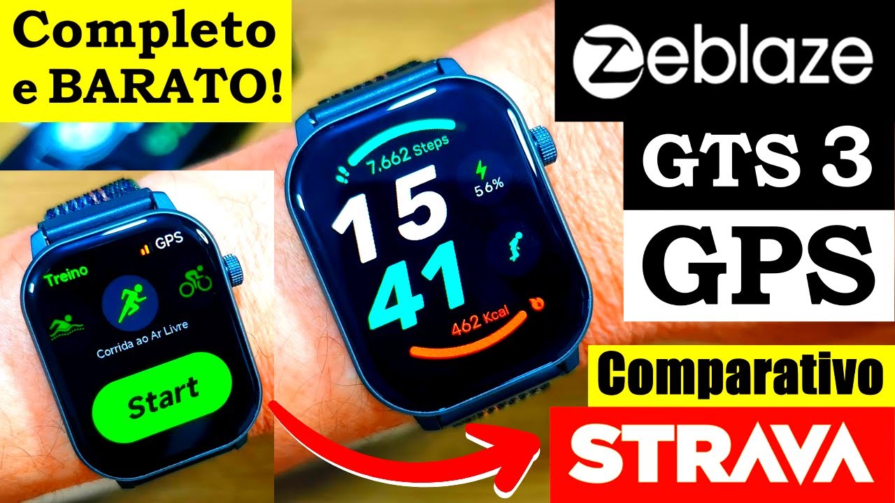 ZEBLAZE GTS 3 GPS REVIEW E COMPARATIVO COM STRAVA! SMARTWATCH BARATO COM GPS E CERTIFICAÇÃO 3ATM