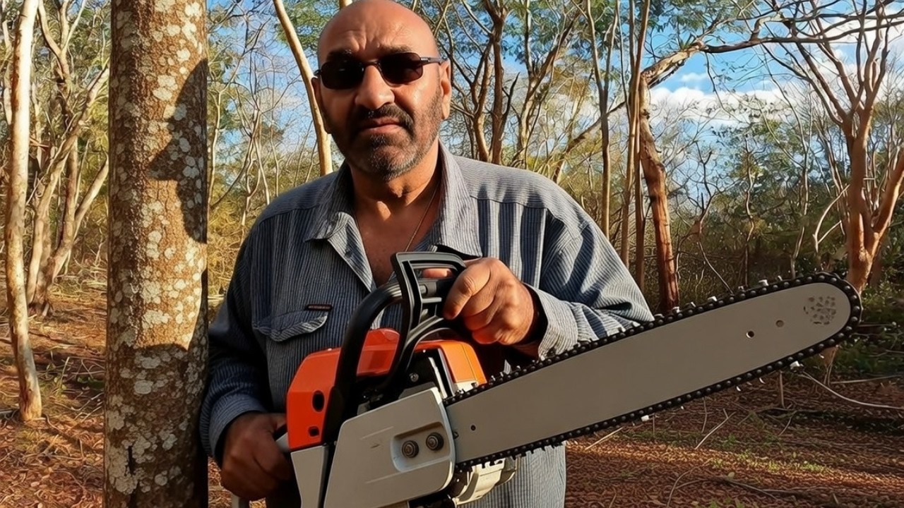 Chainsaw Land Clearing Begins near Merida Yucatan Mexico