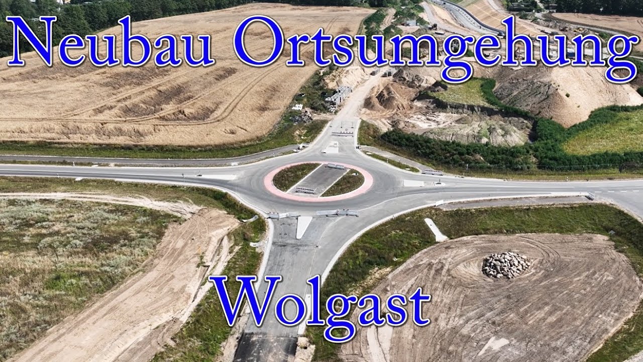 Ortsumgehung Wolgast August 2025, Kompletter Flug über die 6,8 Km lange Trasse zur Insel Usedom