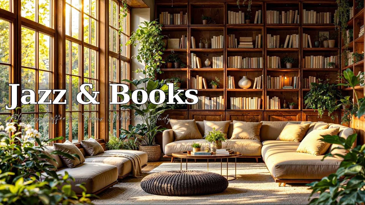 Jazz & Books in a Sunlit Retreat | Relaxing Coffee Moments Surrounded by Nature