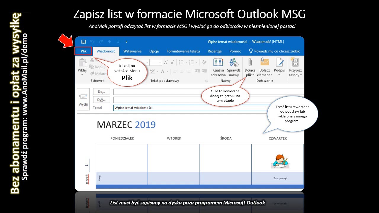 Outlook masowa wysyłka e-mail bez użycia pola UDW lub DW przy użyciu programu mailingowego AnoMail