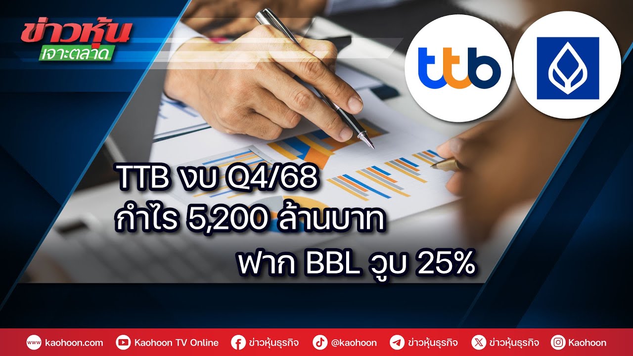 TTB งบ Q4/68 กำไร 5,200 ล้านบาท ฟาก BBL วูบ 25%