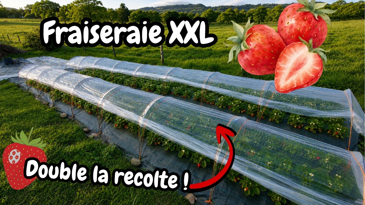 Tuto : AUTONOMIE FRAISIERS sous  mini tunnel nantais et bâche tissée