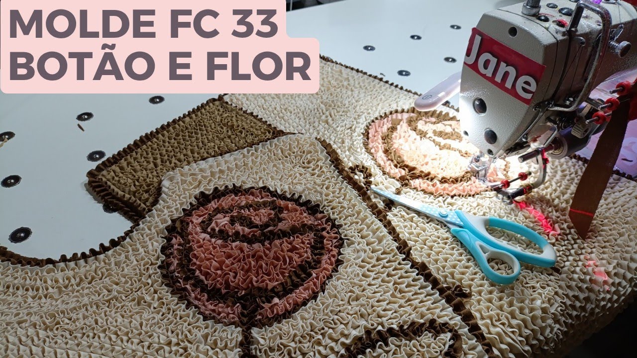 COMO FAZER TAPETE FRUFRU FÁCIL DECORADO MOLDE FC 33 BOTÃO E 🌷🌷