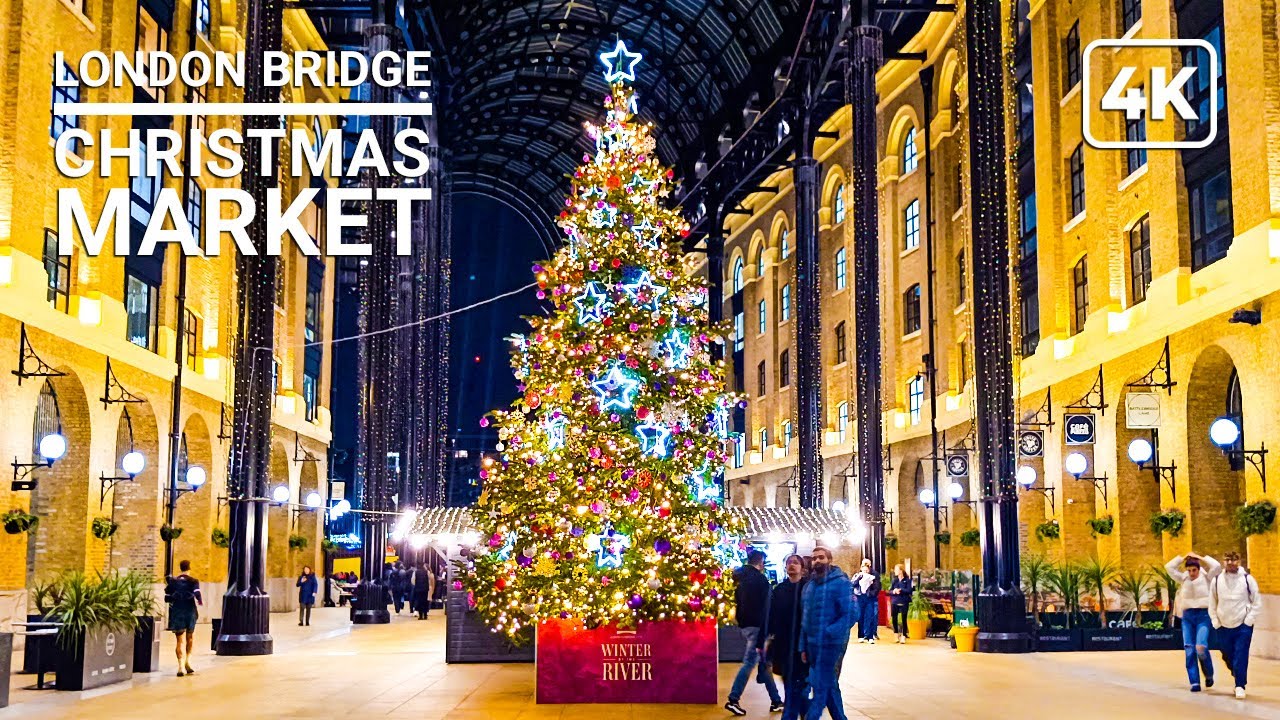 Рождественский рынок London Bridge 2025 | Winter by the River 4K HDR – Зимняя прогулка по Лондону