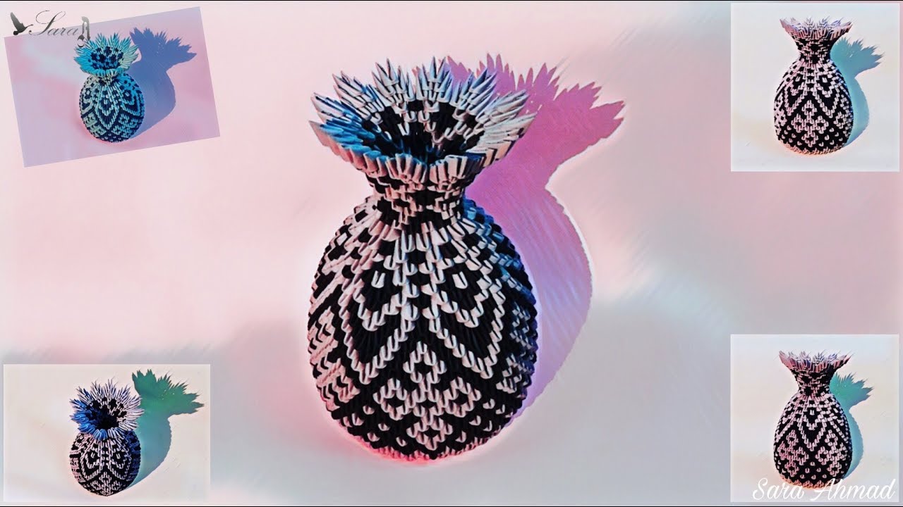 How to make 3d origami Vase 63