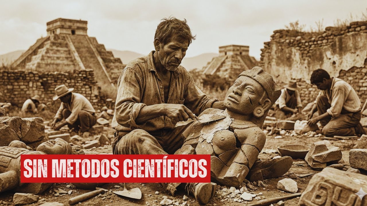México No Tenía Conservación Arqueológica 1915—Obreros Restauraban Piezas Prehispánicas sin Método