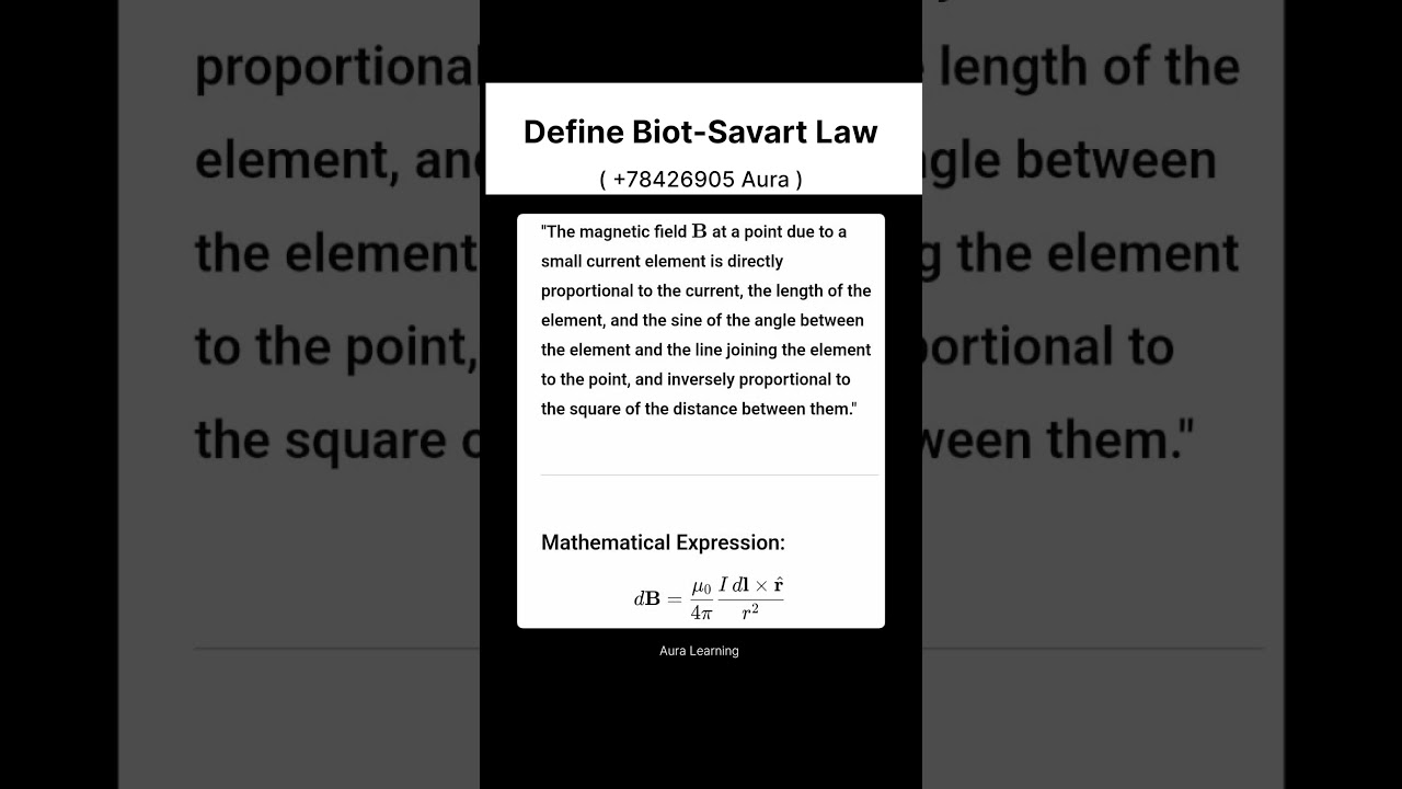 Define Biot-Savart Law #science