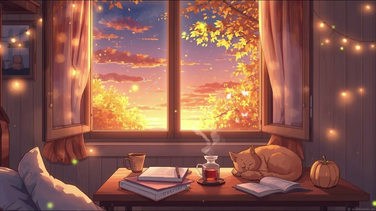 🍂🐱 Cozy September Vibes | No Ads Lo-Fi | Relaxing Autumn Beats with a Ginger Cat on the Windowsill
