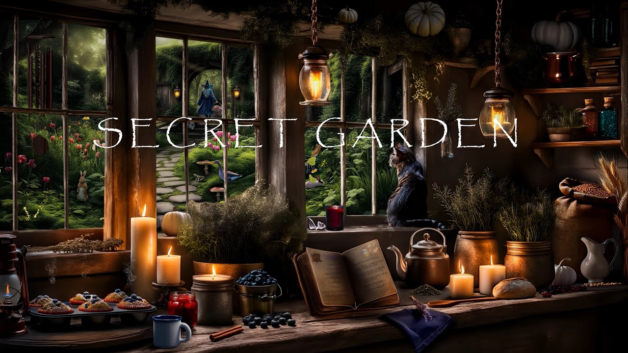 COZY SPRING WITCH KITCHEN-SECRET GARDEN AMBIENCE-WINDCHIMES-SPRING FLOWERS-CALM NATURE SOUNDS ASMR