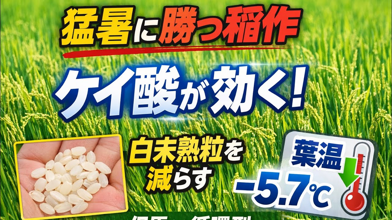 ケイ酸で白未熟粒が減る？高温障害を抑える最新知見