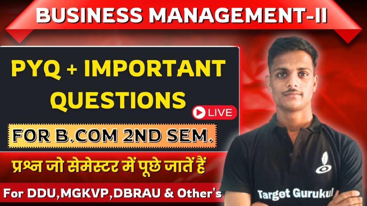 Most Expected MCQ's of Business Management -2nd | B.Com 2nd Semester Exam | DDU, MGKVP