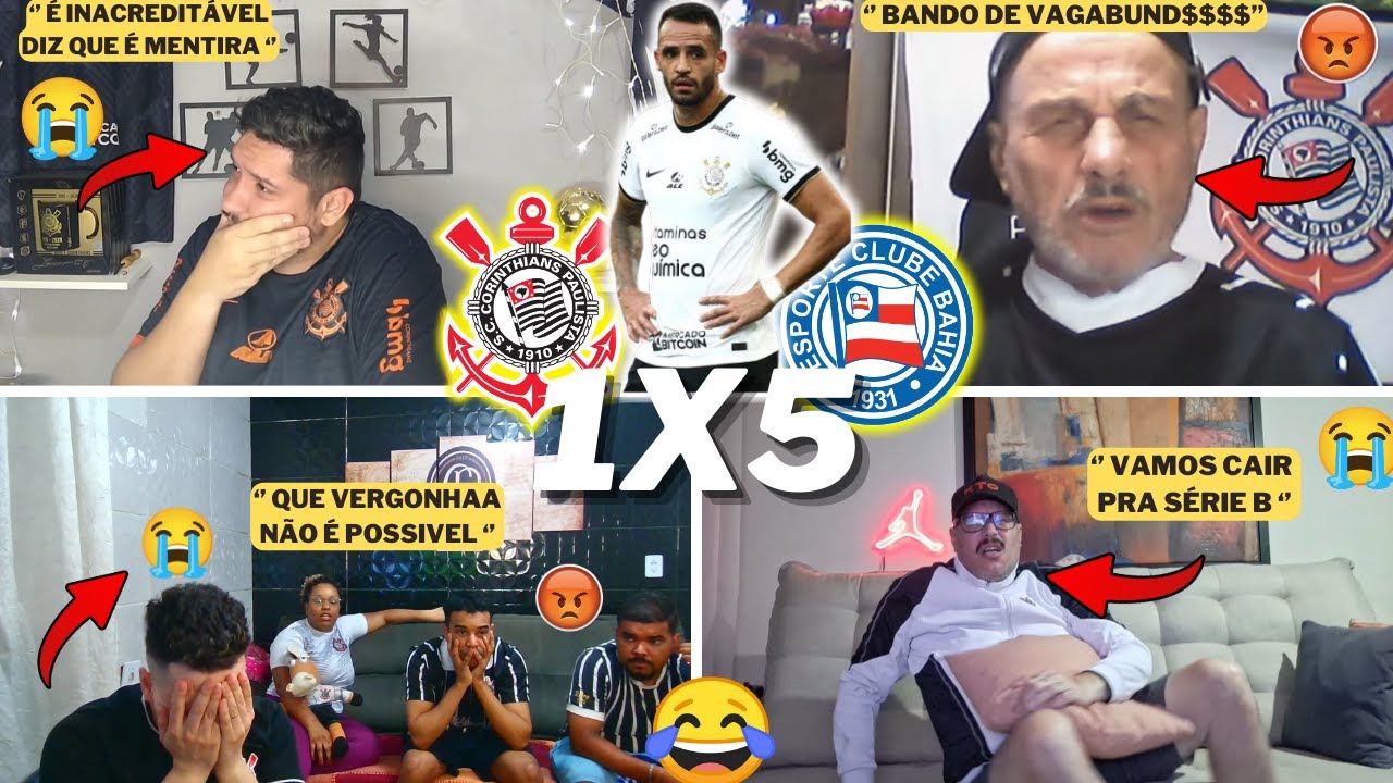 REAÇÕES CORINTHIANAS HUMILHADOS E CHORO AO VIVO- CORINTHIANS 1X5 BAHIA- BLACK FRIDAY COMPRE 1 LEVE 5