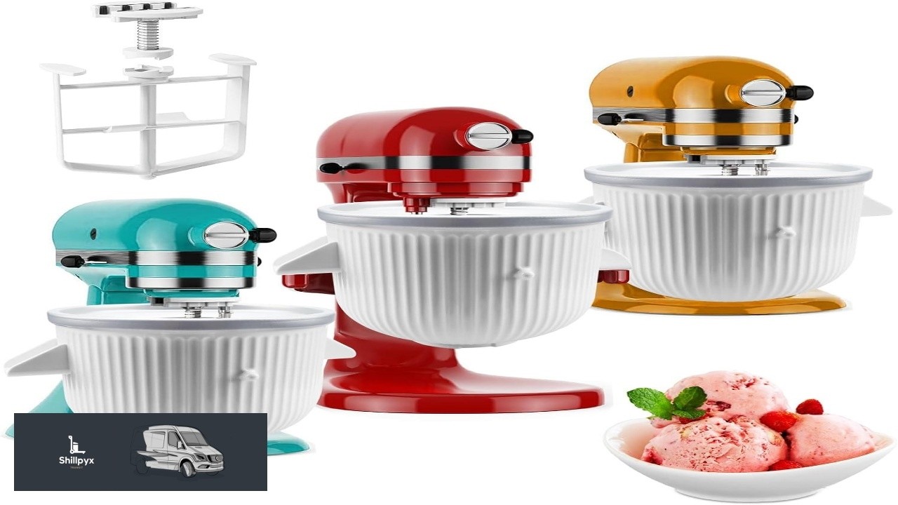 Ice Cream Maker Attachment for KitchenAid Stand Mixer Ice Cream Bowl Compatible
