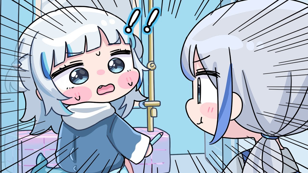 【手描き】隠れてお風呂でメイクしてるところをママに見られ笑われてしまうぐらちゃん【がうるぐら/ホロライブ切り抜き】【切り抜き漫画】