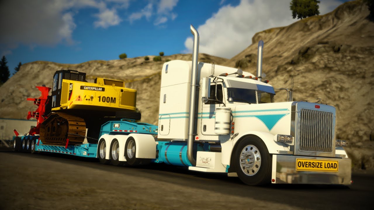 Hauling an Old Caterpillar 551 Feller Buncher | Peterbilt 379 CAT 3046E Power | ATS
