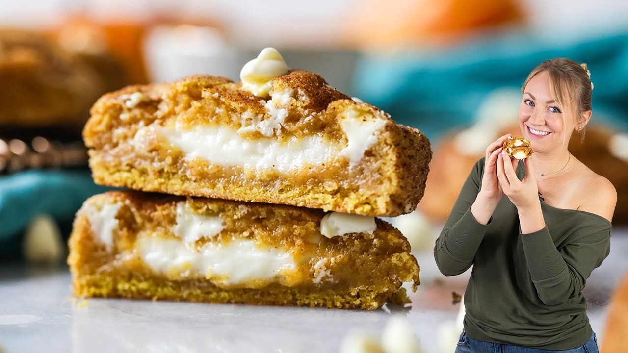 These Pumpkin Cookies Filled with Cheesecake are Fun for Fall