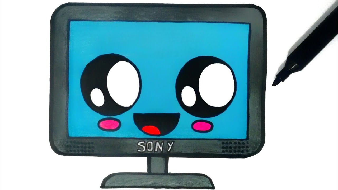 HOW TO DRAW A TELEVISION kawaii - dibujos kawaii - desenhos kawaii