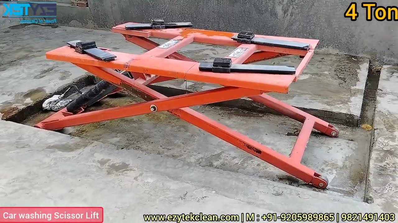 Scissor Lift for Car Washing | 4 Ton Lifting Capacity | M: +91-9205989864 #ezytek ww.ezytekclean.com