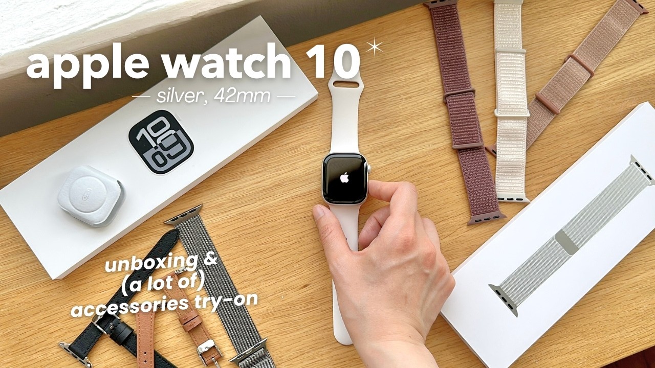 Apple Watch Series 10 (silver aluminum)🍎⌚️aesthetic unboxing, accessories & setup, small wrist fits