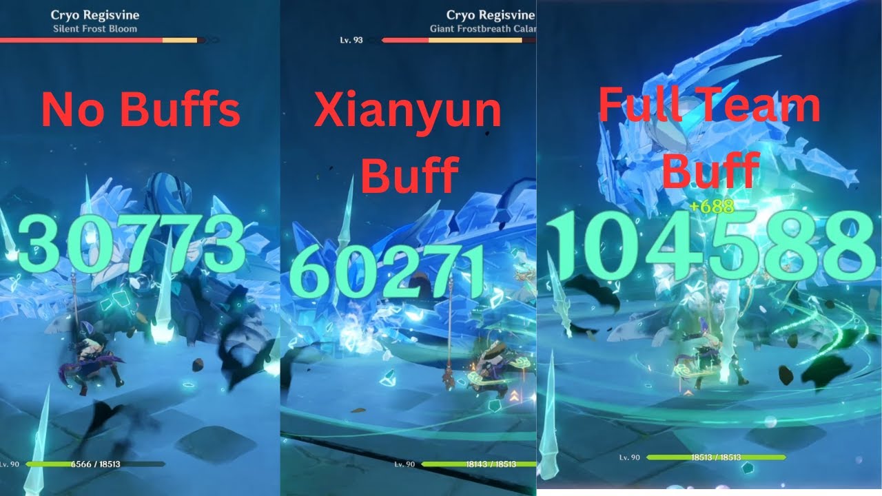 Xiao damage comparison with xianyun and full team buffs - Genshin Impact