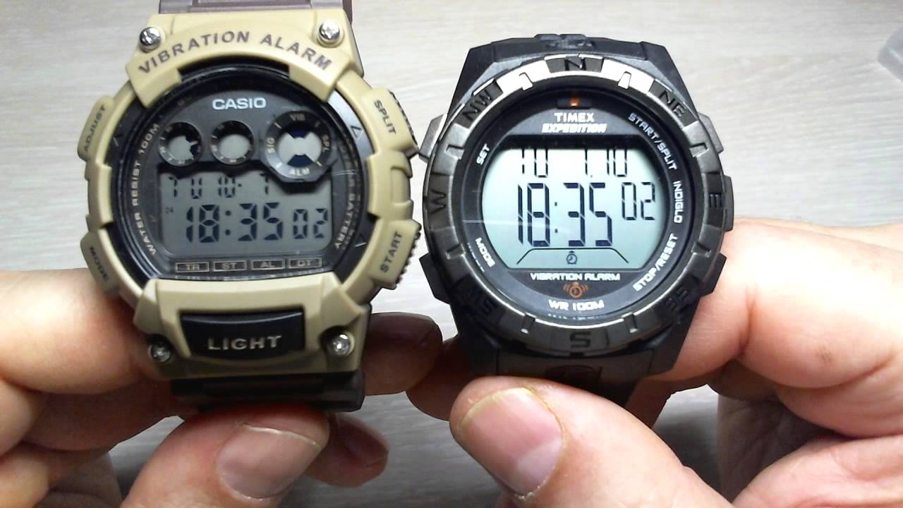 Timex T49851 vibro alarm vs Casio W735H 5AV vibro alarm