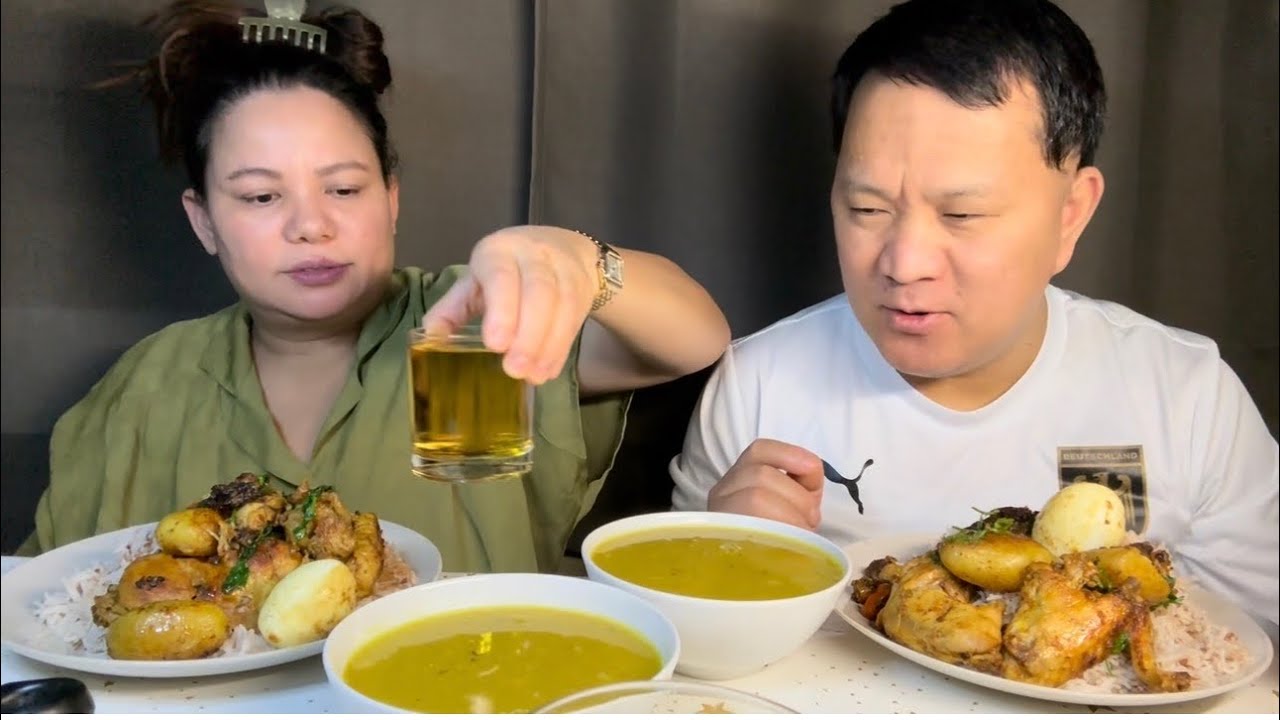 Wow मिठो लोकल chicken को साथमा रातो पहेलो दाल mix र पिरो 🔥🔥🌶️🌶️आकबरे खोर्सनी,egg दामी 🙏
