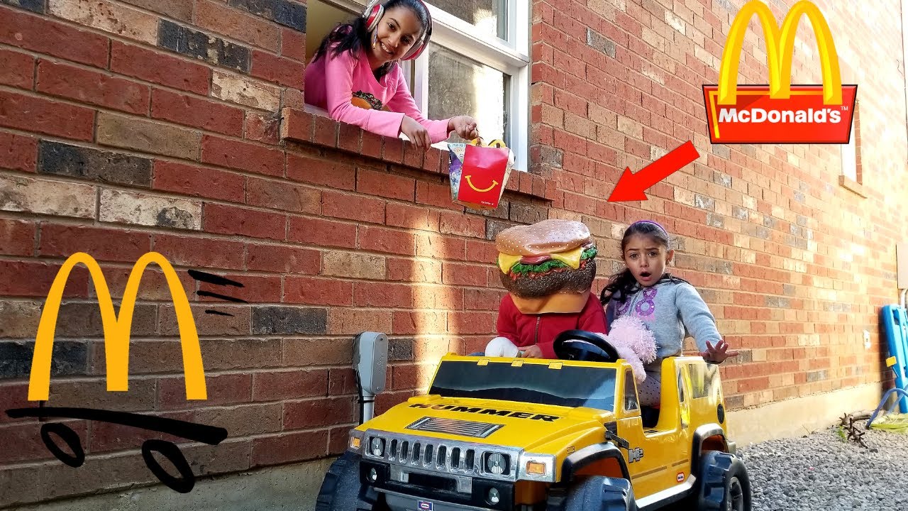 Heidi and Zidane Restaurant  Drive Thru Joke on Power Wheels Ride On Cart toys