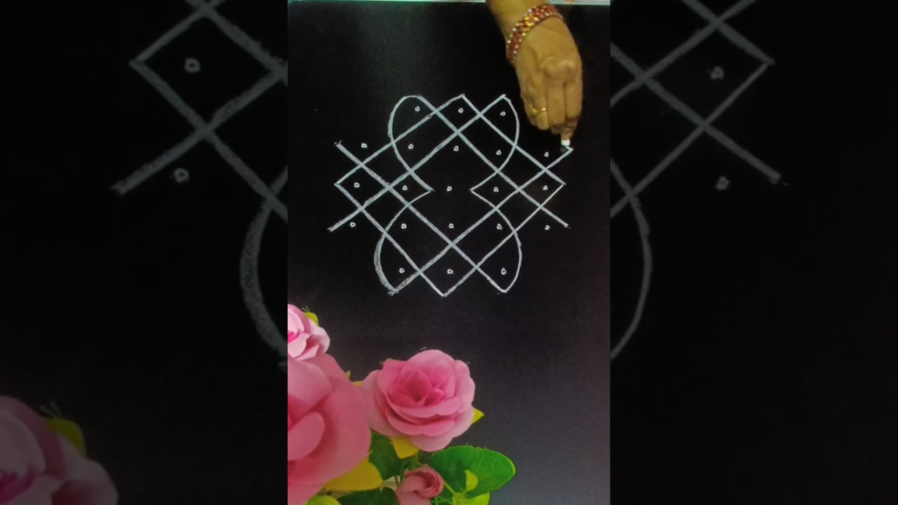 5*3*3 dots small Begginers Rangoli designs #easyrangoli#muggulu#kolam#viral#shortsfeed#youtube