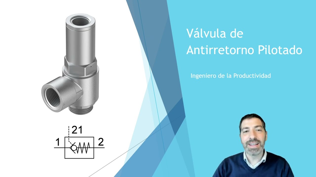 💡Válvula de ANTIRRETORNO PILOTADO neumática: Funcionamiento y esquemas.