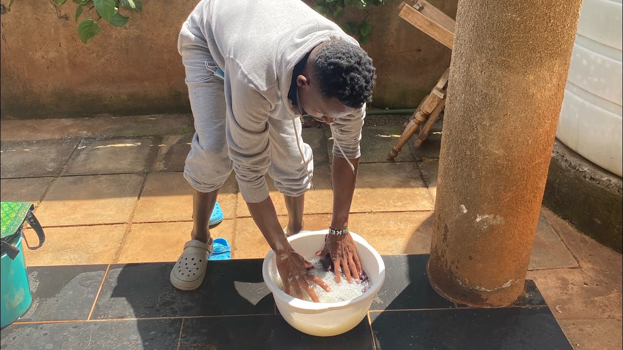 Hand washing clothes in Kenya