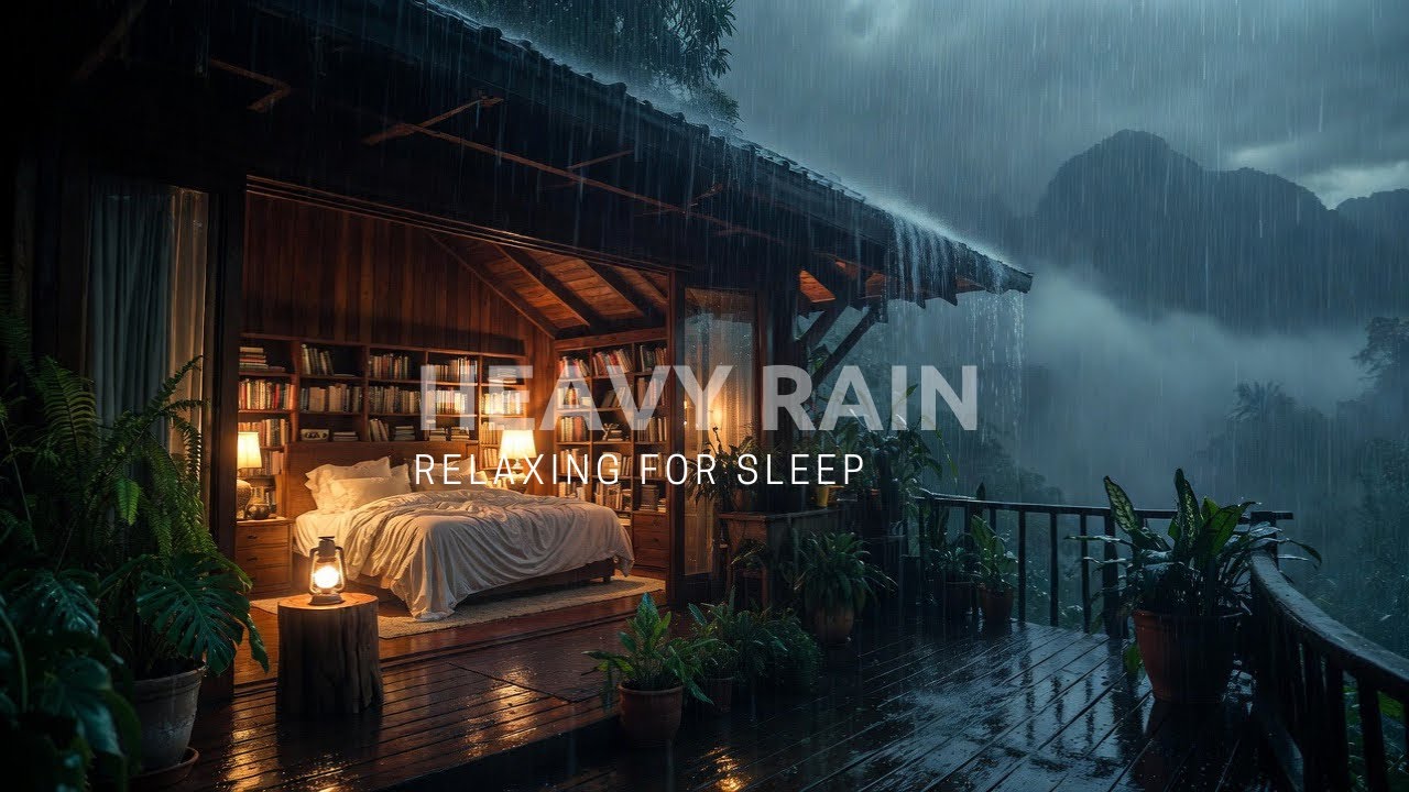 Peaceful After-Dark Forest Rain | Shelter Roof Sounds