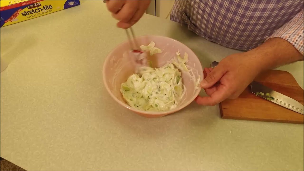 Making Creamy Cucumber Salad   Cucumbers In Sour Cream