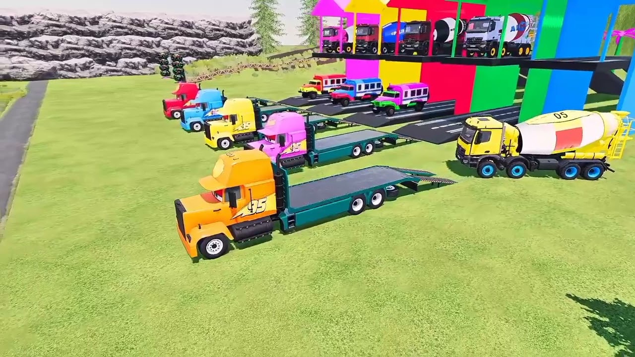 Garage with Colors - Ultimate Vehicle Transport: Mixer Truck & Ambulance | Farming Simulator 22#FS22