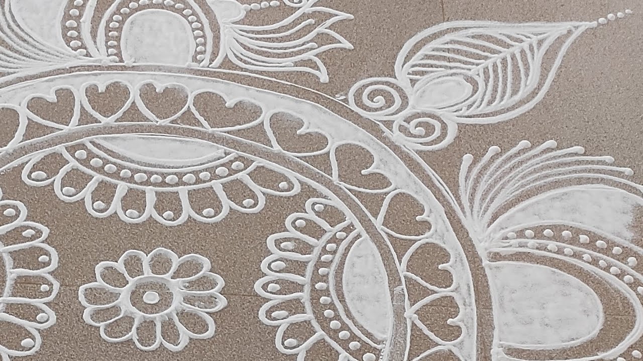 🤍 Simple White Rangoli Design | Elegant Freehand Kolam for Home Entrance ✨