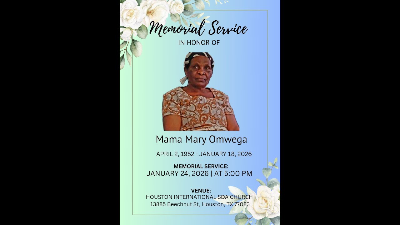 Memorial Service in Memory of of Mama Mary Omwega