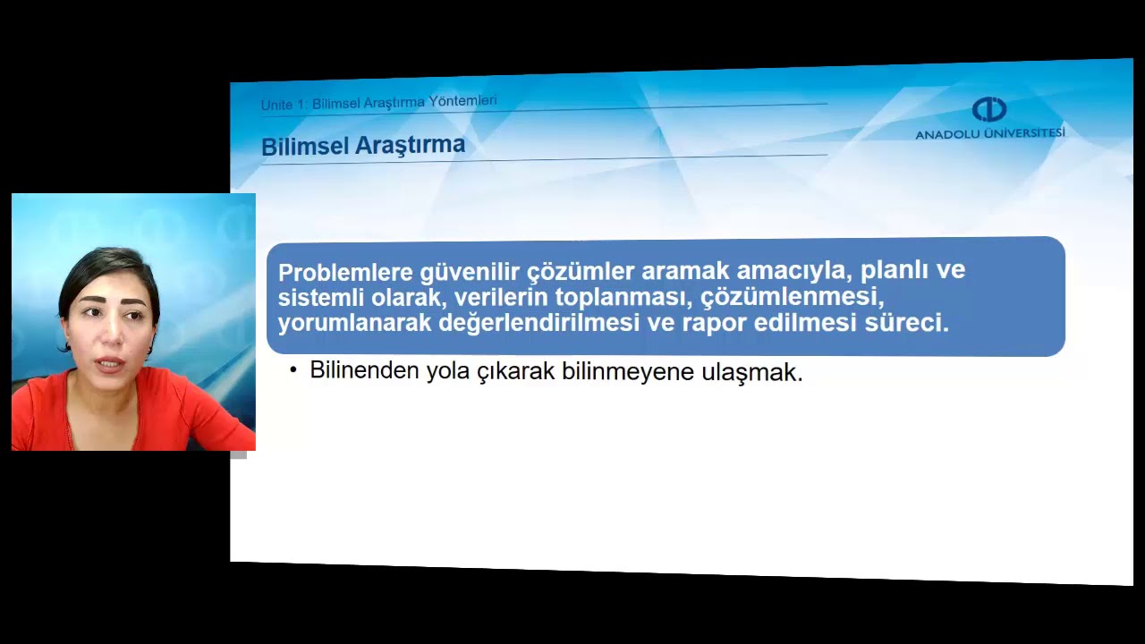 BİLİMSEL ARAŞTIRMA YÖNTEMLERİ - Ünite 1 Özet